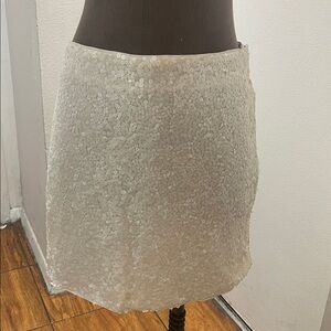 H&M White Sequin Mini Skirt